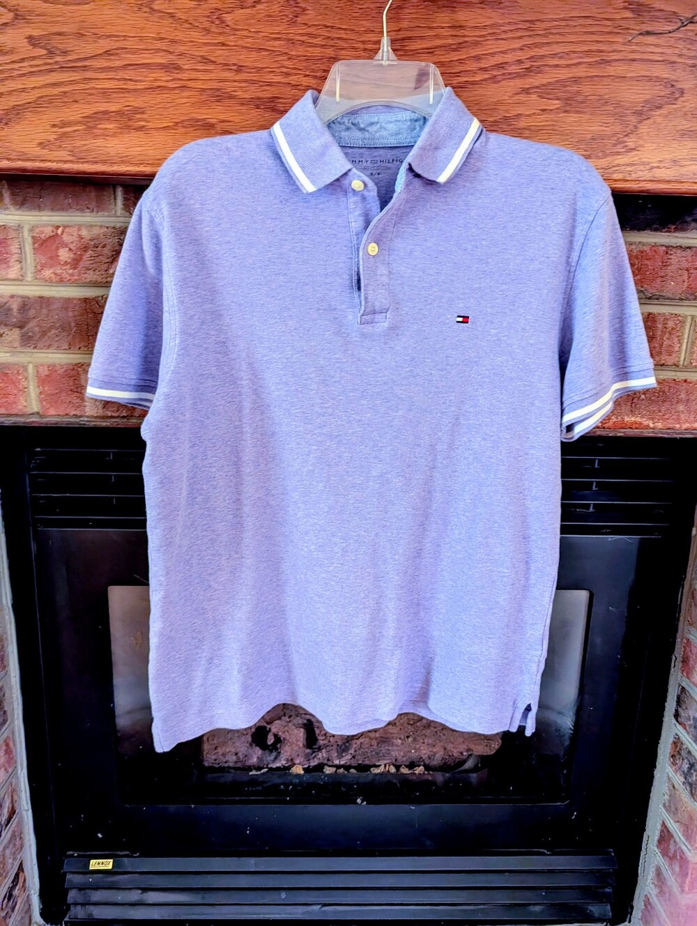 Men's Tommy Hilfiger Lavender Polo with White Trim Size Small